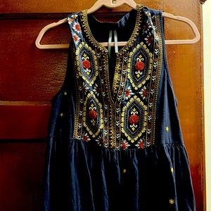 Embroidered peasant tank